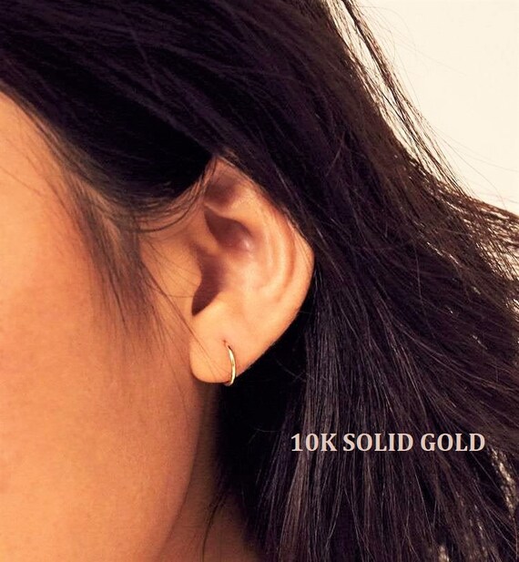 10K Solid Gold Hoops Real Gold Small Hoop Earrings Gold Huggies