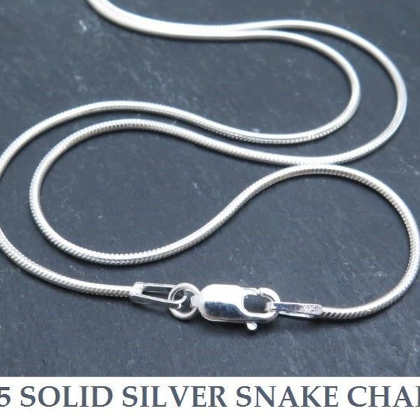 Silver Snake Chain, Stamped 925 ITALY Solid Sterling Silver Minimalist Necklace, Pendant Chain, Chain for Charms, Everyday Layering Chain