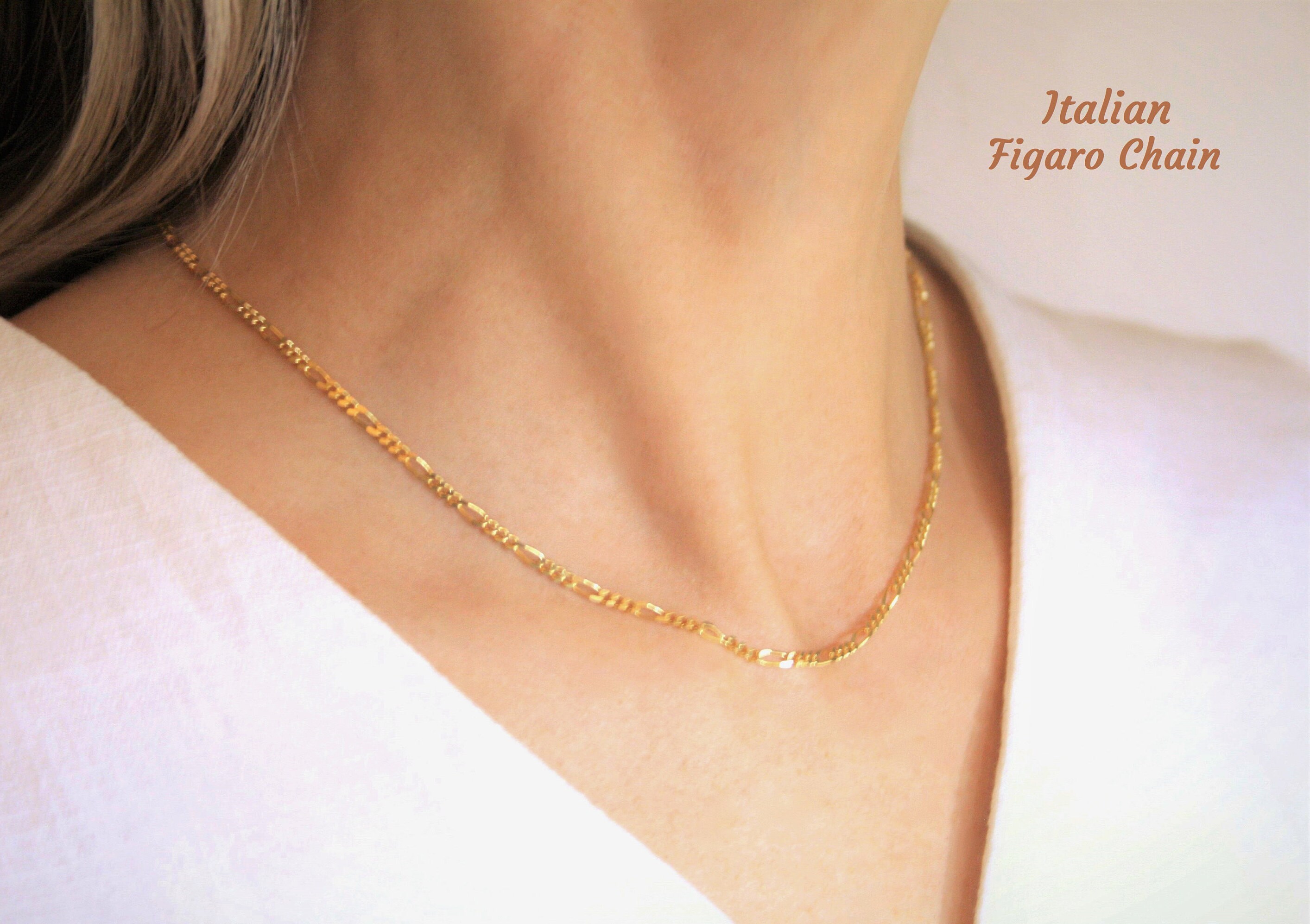 Gold Figaro Chain Necklace Gold Filled Thick Figaro Chain Necklace No Tarnish Figaro Chain Necklace 