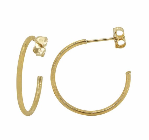 10K Solid Gold Hoops 100 Real Gold Open Back Hoop Stud Earrings