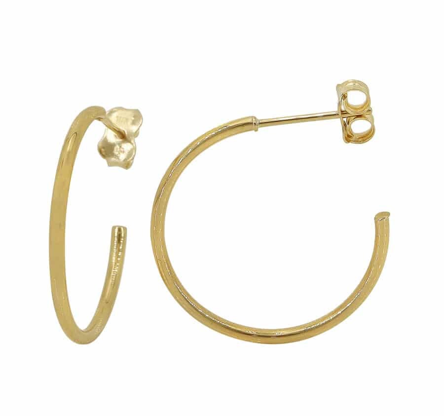 10K Solid Gold Hoops 100 Real Gold Open Back Hoop Stud Etsy