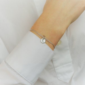 Personalized Bracelet, Dainty Initial Charm Bracelet, Double Link Bracelet, 925 Sterling SiIver, Friendship Bracelet, Valentines Gift image 3