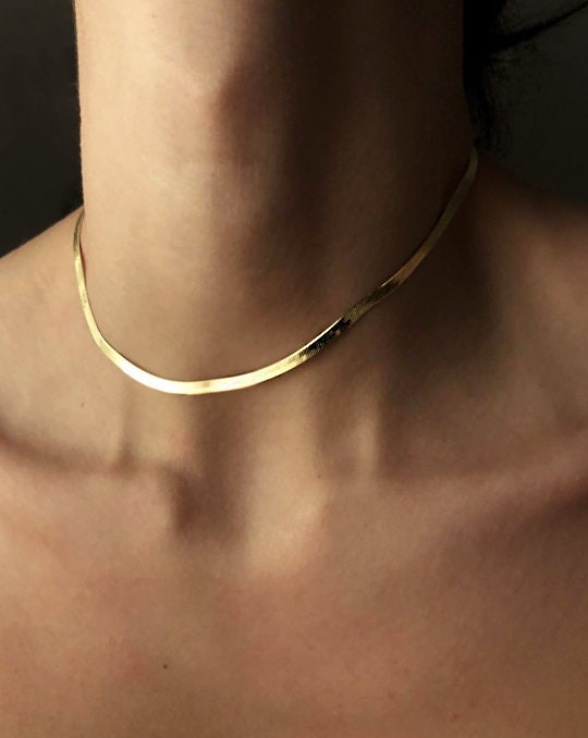 Real gold herringbone necklace Clearance