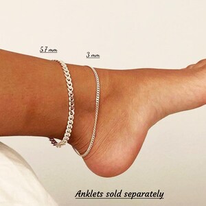 Curb Bracelet, 925 Italy SOLID Sterling Silver Cuban Link Ankle Bracelet, Miami Curb Anklet, Silver Link Bracelet, Minimalist Foot Jewelry image 3