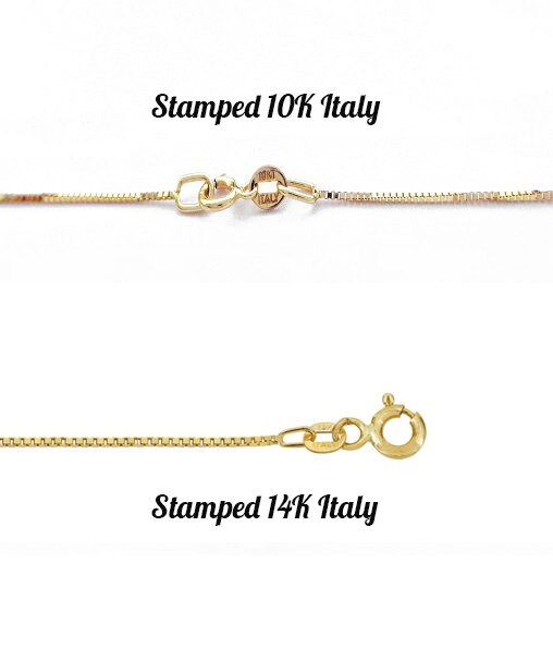 14K Real Gold Box Chain High Quality Stamped Italy 14K 10K Gold