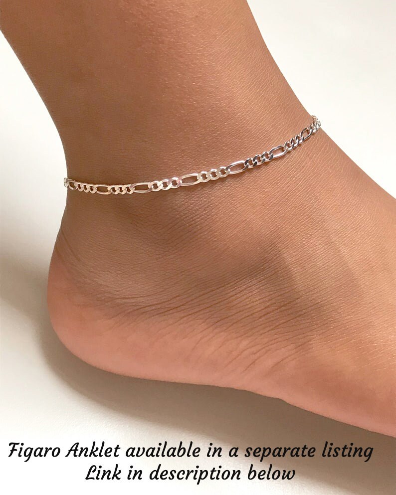 Curb Bracelet, 925 Italy SOLID Sterling Silver Cuban Link Ankle Bracelet, Miami Curb Anklet, Silver Link Bracelet, Minimalist Foot Jewelry image 8