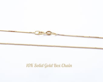 LIQUIDATION SALE! 14 inch, 0.5mm Real Gold Box Chain, 10K Solid Gold Fine Chain Italy, Dainty Gold Chain, Real Yellow Gold Necklace