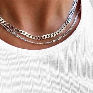 Curb Chain, Stamped 925 SOLID Sterling Silver, Thick Cuban Link Chain, Minimalist Silver Curb Necklace, Layering Necklace, Valentines Gift