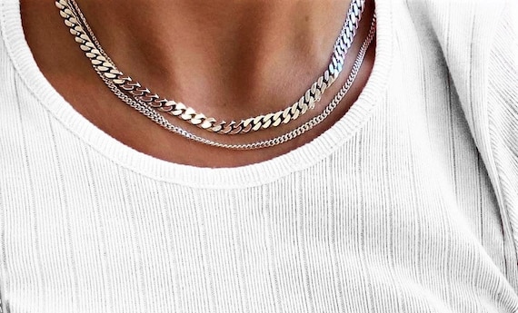 Sterling silver thick chain cheap necklace