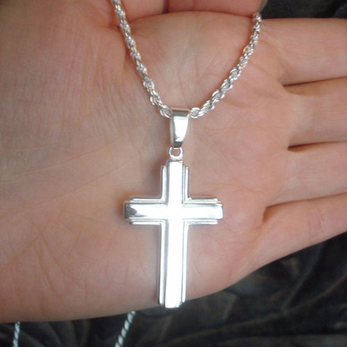 Large Cross Necklace for Men 925 SOLID 