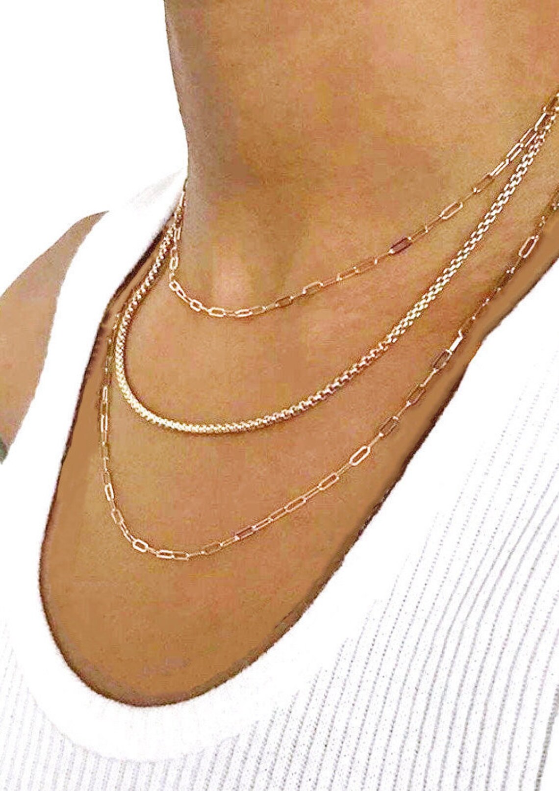 14K Gold Filled Paperclip Chain Dainty Paperclip Necklace Etsy