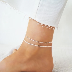 Figaro Ankle Bracelet, 925 Italy SOLID Sterling Silver Anklet Bracelet, Curb Chain Anklet, Rope Anklet, Herringbone Anklet, Layering Anklet