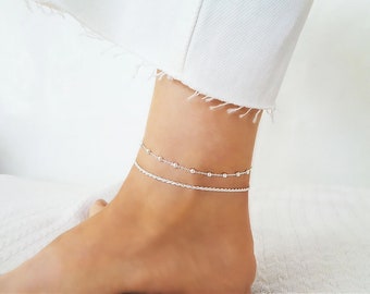 Figaro Ankle Bracelet, 925 Italy SOLID Sterling Silver Anklet Bracelet, Curb Chain Anklet, Rope Anklet, Herringbone Anklet, Layering Anklet