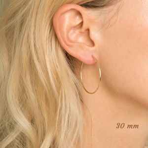 10K Gold Hoops, 100% Real Yellow Gold Hoop Earrings, 12mm-30mm Pair of Gold Earrings, Minimalist Hypo Allergenic Earrings, Valentines Gift