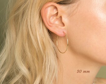 10K Gold Hoops, 100% Real Yellow Gold Hoop Earrings, 12mm-30mm Pair of Gold Earrings, Minimalist Hypo Allergenic Earrings, Mother's Day Gift