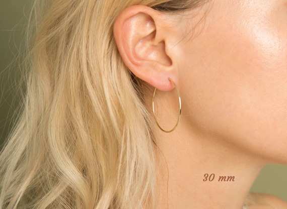 10K Gold Hoops 100 Real Yellow Gold Hoop Earrings 12mm 30mm
