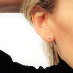 Sterling Silver Ball Stud Earrings, Tiny Stud Earrings, Hypo Allergenic Earrings, Minimalist Dainty Earrings, Stamped 925, Valentines Gift image 6
