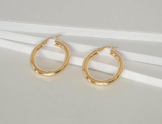 4mm Gold Tube Hoop Earrings