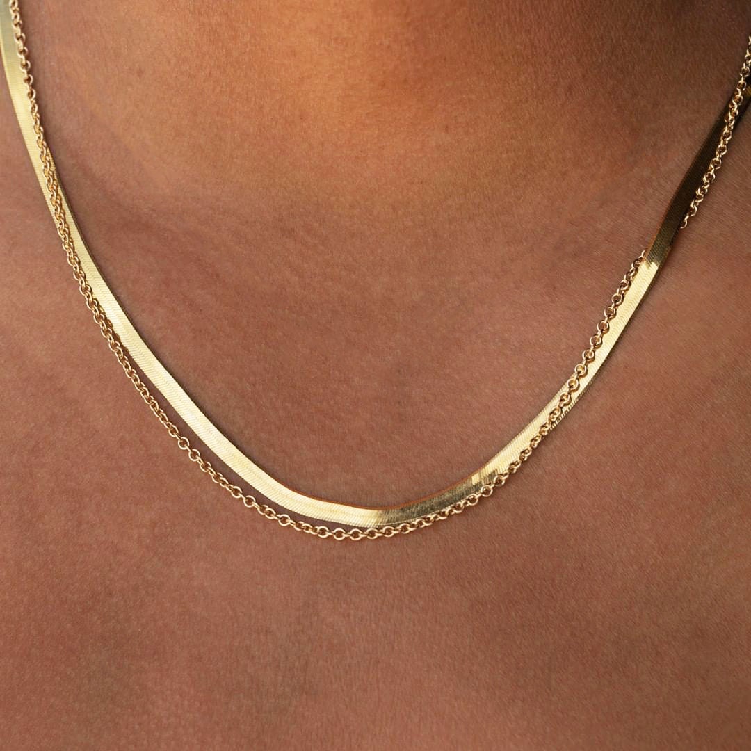 Gold Herringbone Necklace High Quality 