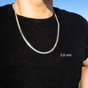 Sterling Silver Chain for Men, SOLID 925 ITALY Silver BOX Chain, 1mm-3.8mm Silver Man Chain, Italian Silver Chain for Pendant, Gift for Him