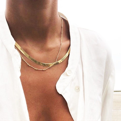Gold Herringbone Necklace High Quality 