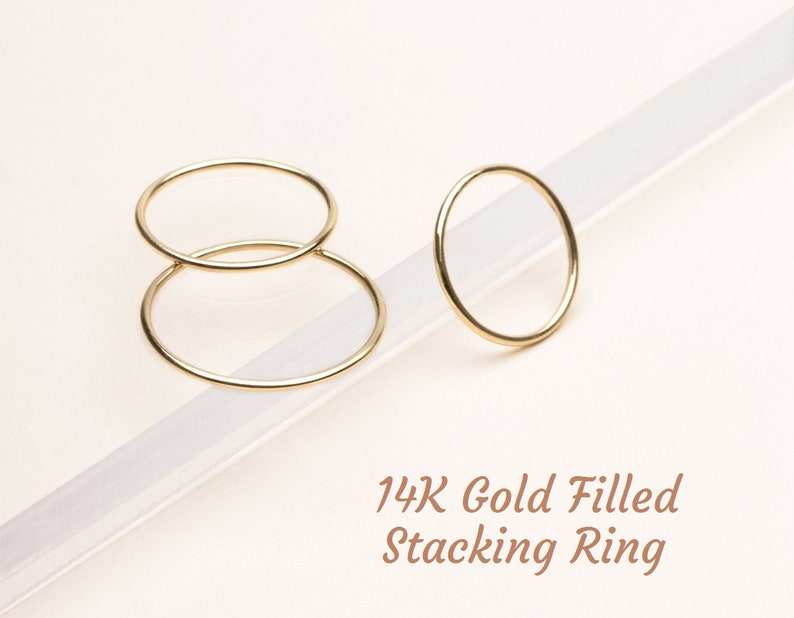 14K Gold Filled Thin Stacking Ring Minimalist Ring Gift for Her Gold Ring Sterling Silver Ring Midi Ring 1 mm Dainty Ring Skinny Ring