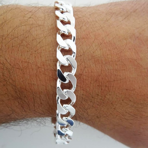 GENERICO Pulsera Hombre Gruesa 1.2 cm Plata Italiana 925.