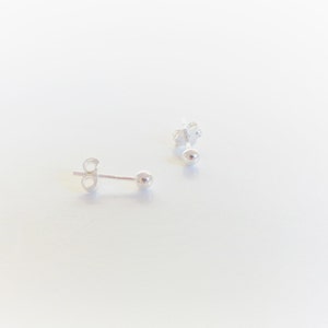 Sterling Silver Ball Stud Earrings, Tiny Stud Earrings, Hypo Allergenic Earrings, Minimalist Dainty Earrings, Stamped 925, Valentines Gift image 7