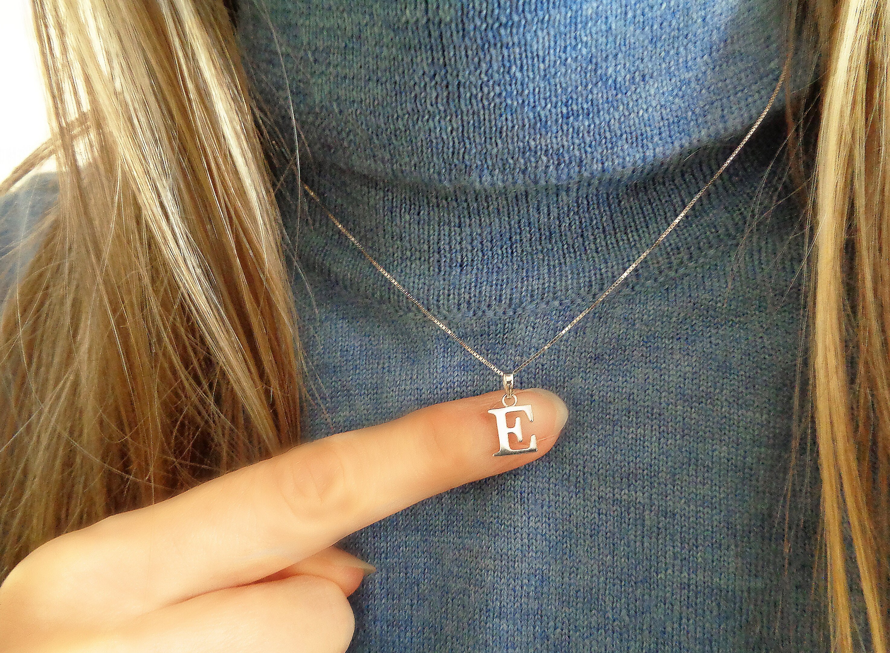 White gold initial pendant deals necklace