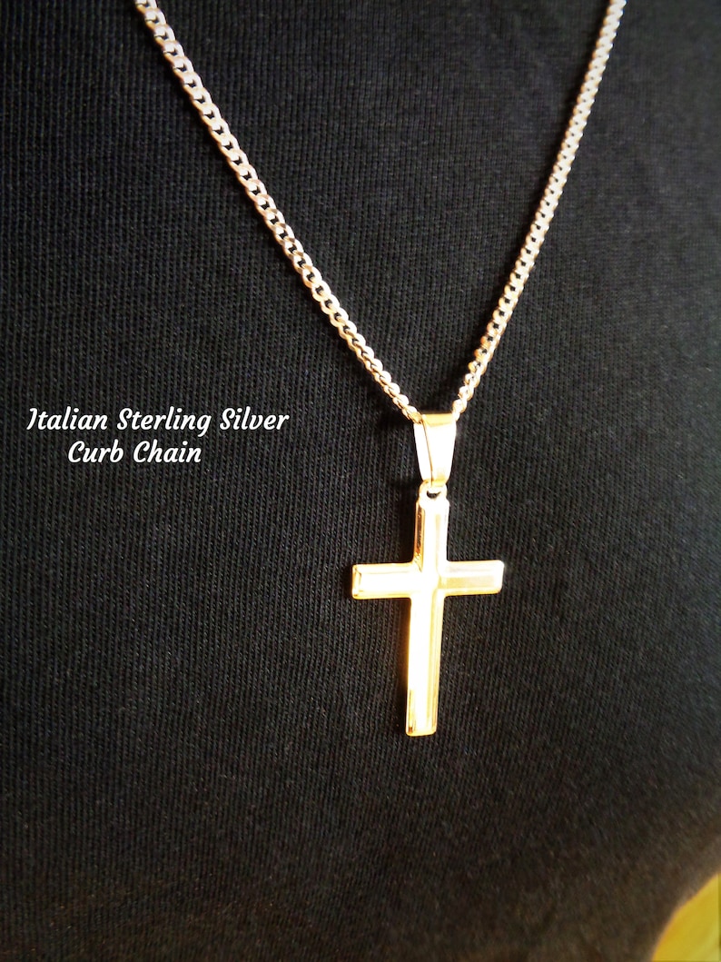 Real Silver Cross Necklace 925 Italy SOLID Sterling Silver Etsy