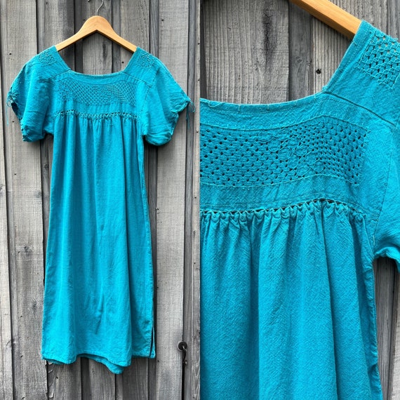 Vintage Cotton Sun Dress // blue dress, summer dr… - image 1