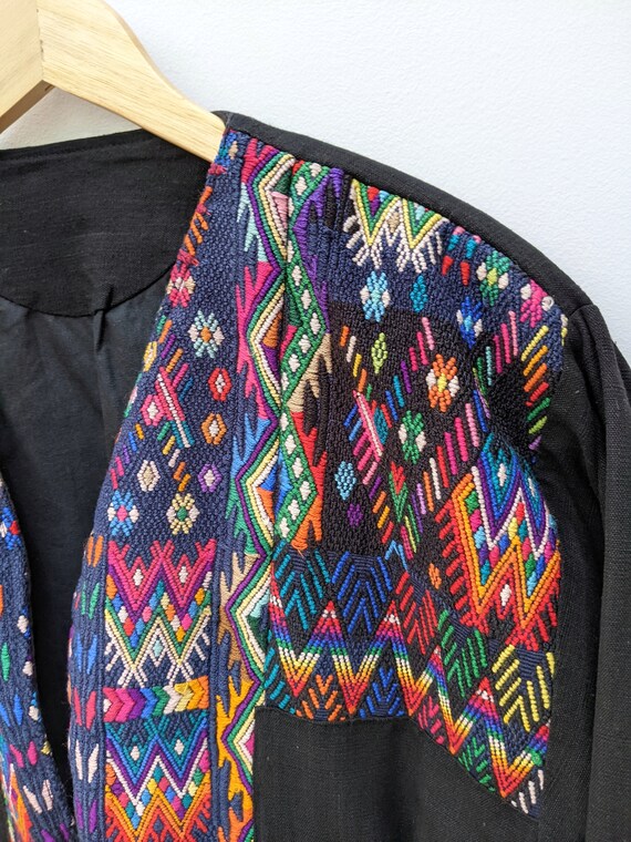 Vintage 80s Guatemalan Rainbow Embroidered Croppe… - image 3