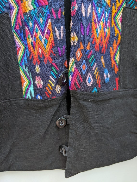 Vintage 80s Guatemalan Rainbow Embroidered Croppe… - image 4
