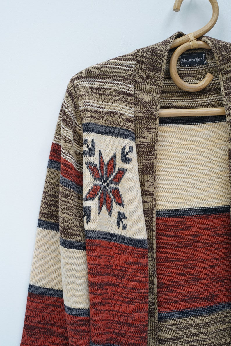 SPACE DYE CARDIGAN vintage 70s southwestern sweater 1970s hippie boho bell sleeve top small medium s m