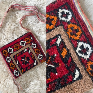 Vintage 1970s Kilim Turkish Carpet Bag Purse