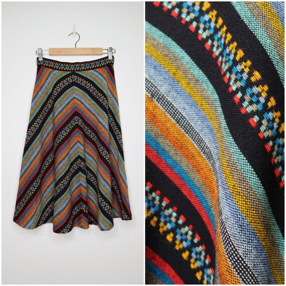 1970s Chevron Skirt // vintage 70s skirt, 1970s Al