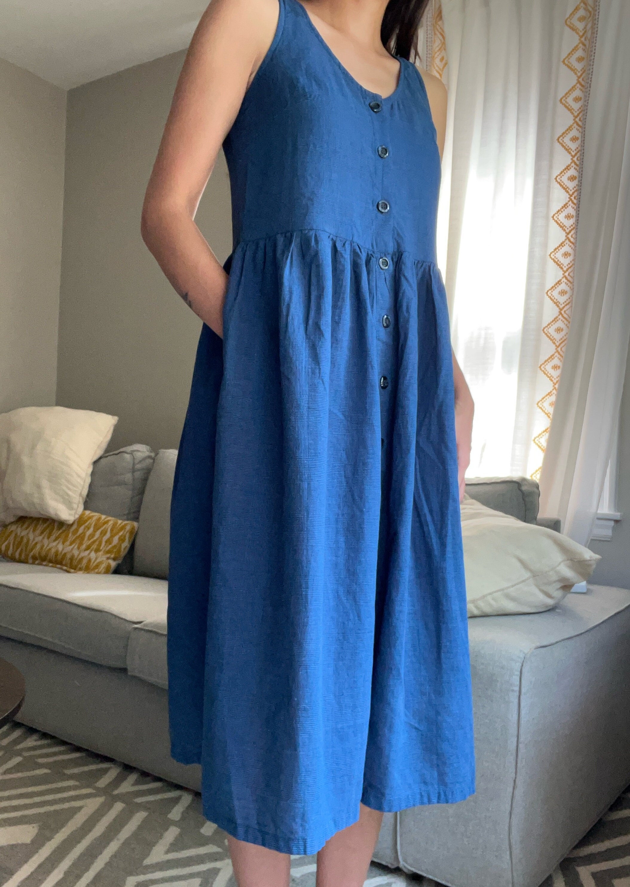 knee length dresses for ladies Denim Button Down Midi Dress