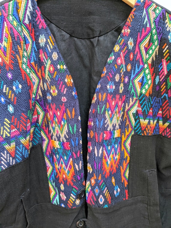 Vintage 80s Guatemalan Rainbow Embroidered Croppe… - image 5