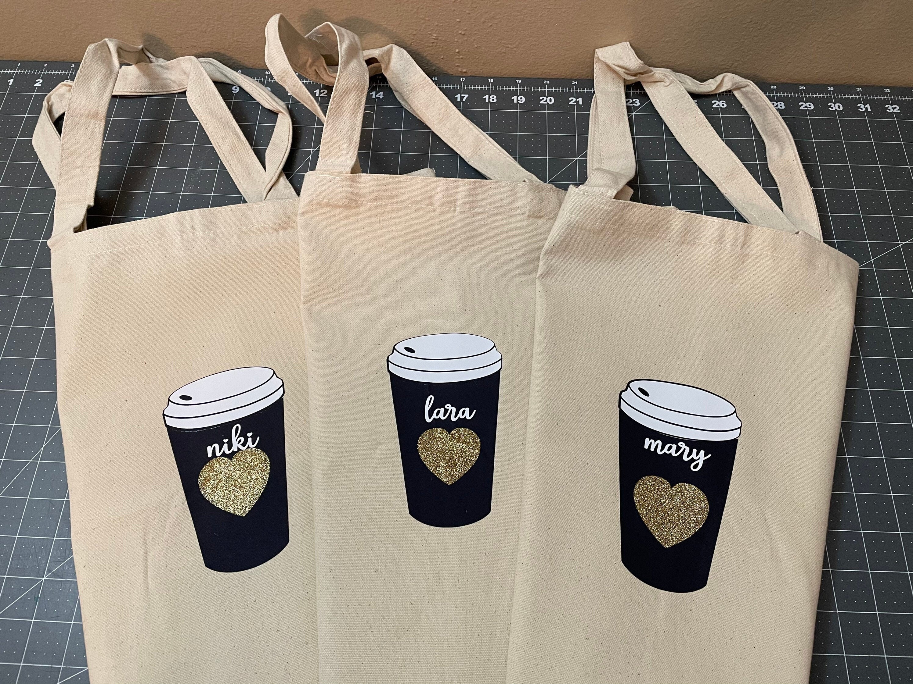 Modern Coffee Cup Tote Bag Customize with your name today Etsy