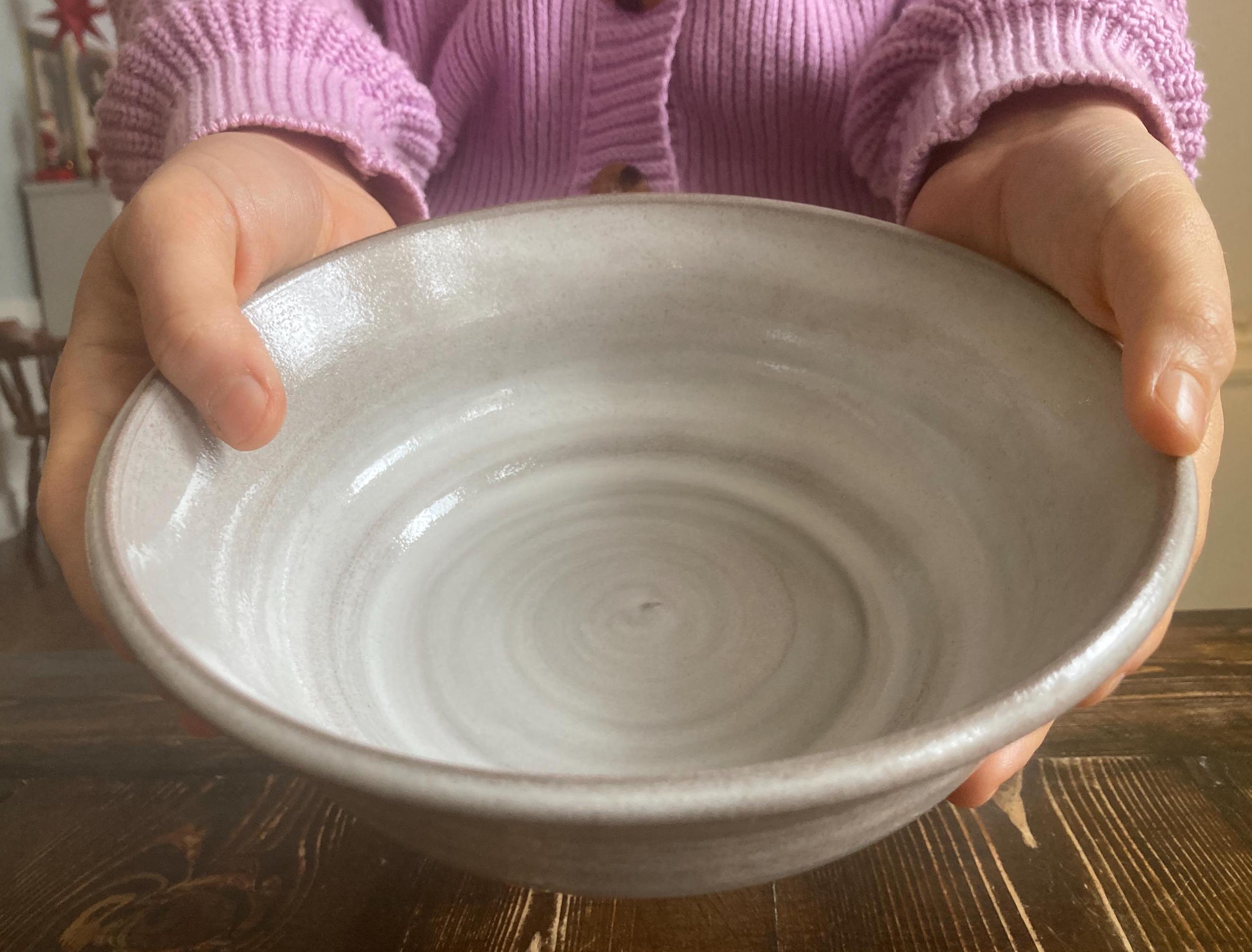 MultiPurpose Ceramic Bowl 7.75" Rim Diameter Stony White Glaze