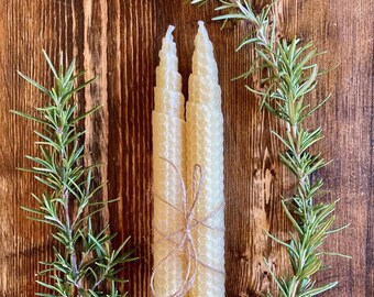 TALL Beeswax Taper Candle Pair Holiday Home Decor Thanksgiving Table Candle Thoughtful Christmas Hostess Gift Idea for Friend with Allergies