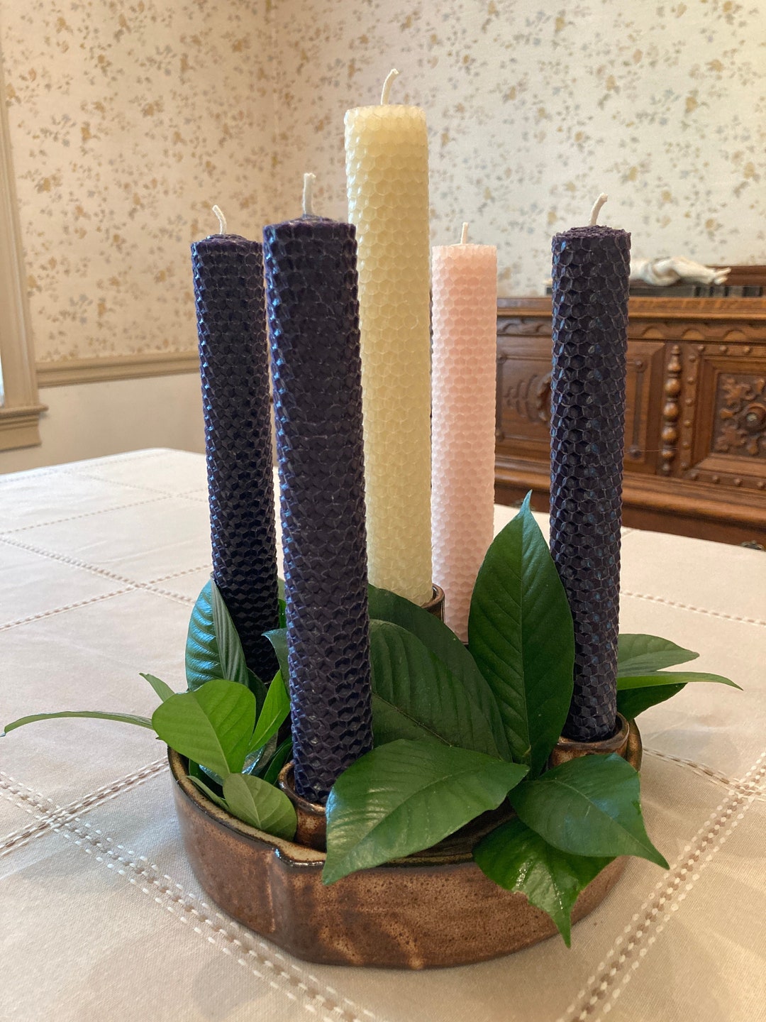 EXTRA WIDE Beeswax Advent Candles, 8 Tall X 1.25 Wide, Cotton Wick Etsy