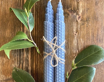 Candle Lover Beeswax Taper Pair Catholic Gift for Women Baby Shower Favor Idea Blue Handmade Church Natural Prayer Religious Ceremony Item