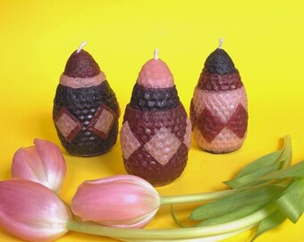 Beeswax Egg Candle Honeycomb Pattern Pure Easter Decoration Honey Scented Natural Wax Decorative Spring Decor Cotton Wick Handmade Art Table
