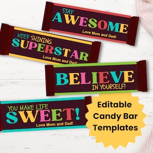 Instant Download Editable Hershey Candy Bar Wrapper Templates