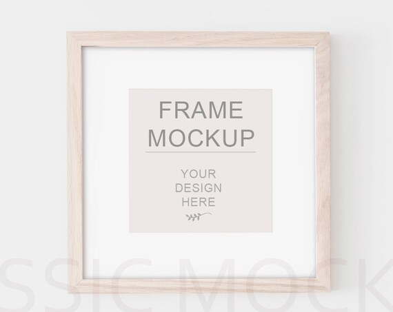 Square Wooden Frame Mockup Print Mockup Stock Photo Mock
