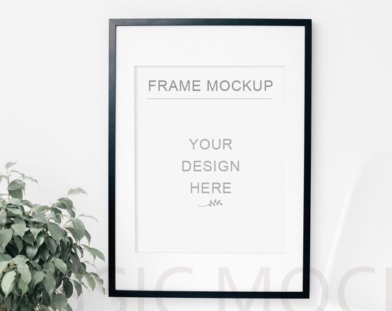 Black Wooden Frame Mockup Passepartout Interiorlarge Print Mockup Smart