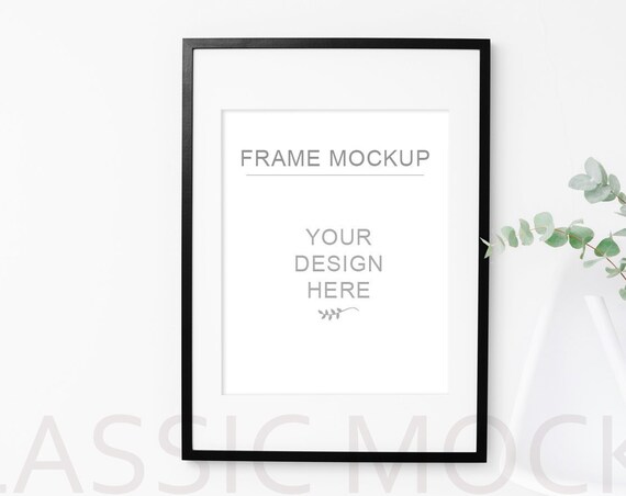 Minimal Black Wooden Frame Mockup Passepartout Interior Mockup Smart Minimal Black Wooden Frame Mockup Passepartout Interior Mockup Smart