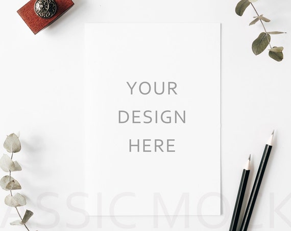 Minimal Card Mockup Invitation Wedding Card Styled Stock Photography