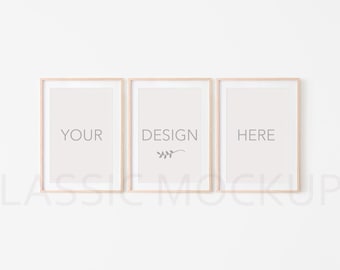 Download Free 20*28, 50*70, A3, A4, Set of 3 Portrait Wooden frame mockup. 3 frame mockups, mock up, smart object, PSD, poster mockup, empty, clean, #012 PSD Template